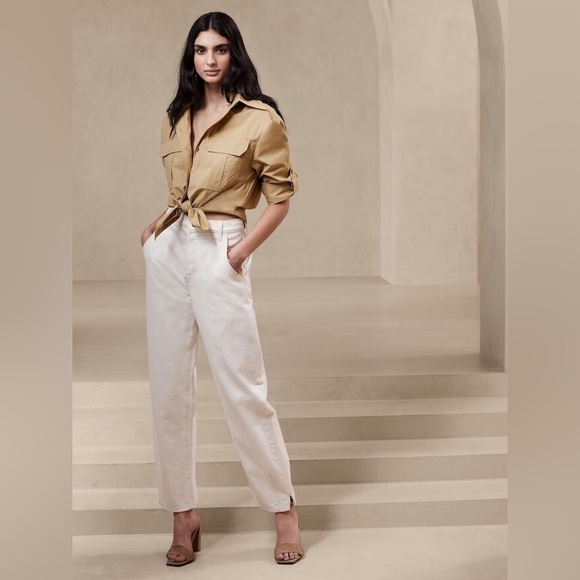 Banana Republic Oversized Utility Shirt,BLACK, SM , TALL, NWT - Picture 4 of 11